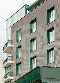 Office building with green windows