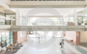 Office building lobby hall blur background or blurry school hallway corridor interior view looking toward empty corridor entrance