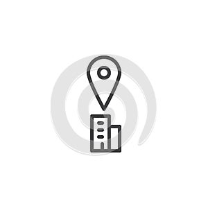 Office building location pin outline icon