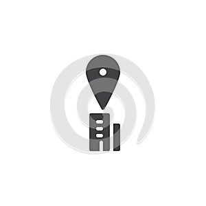 Office building location pin vector icon