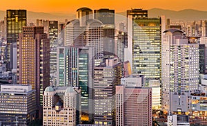 Office building night view, Osaka city