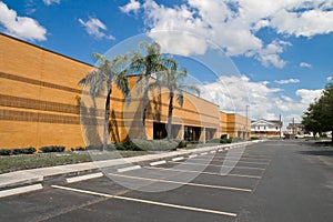 Office building with parking spaces photo