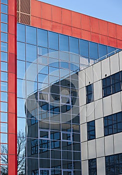 Office building reflection background