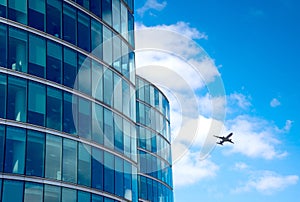 Office building and reflection in London, England, background