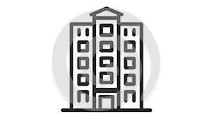 Office building sign icon in flat style. Apartment vector illustration on white isolated background.