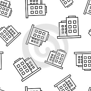 Office building sign icon seamless pattern background. Apartment vector illustration on white isolated background. Architecture