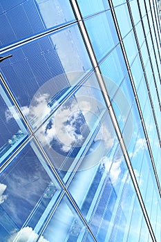 Office building and sky reflection