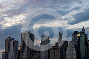 Office Building Skyscrapers in the Lower Manhattan Skyline during the Evening in New York City