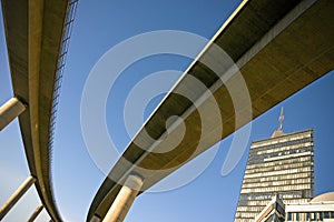 Office building and subway track