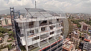 Office building under construction in Kathmandu drone footage