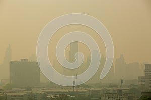 Office building under smog in Bangkok