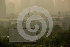 Office building under smog in Bangkok