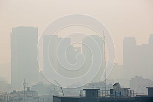 Office building under smog in Bangkok