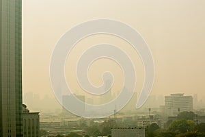 Office building under smog in Bangkok