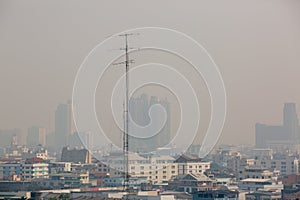 Office building under smog in Bangkok