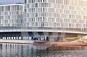 Office buildings and bridge at the Spreebogen