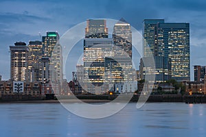 Office buildings in Canary Wharf in London