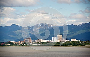 Office Buildings City Skyline Downtown Anchorage Alaska Usa