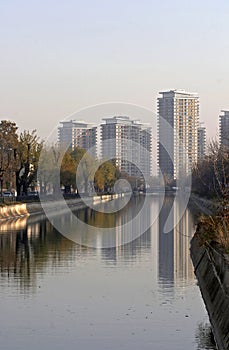 Office buildings and Dambovita river