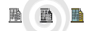 Office buildings different style icon set