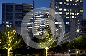 Office buildings in downtown Dallas night