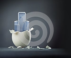 Office buildings in the egg