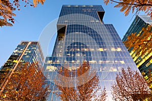 Office buildings at financial district known as Nueva Las Condes in Presidente Riesco avenue, Las Condes, Santiago