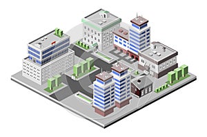 Office buildings isometric vector design illustration