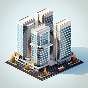 Office buildings, isometric skyscrapers, modern apartments. 3D design by generative Ai