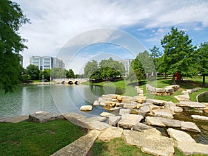 Office buildings and landscapes design in Hall park Frisco Texas USA