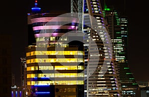 Office buildings at night