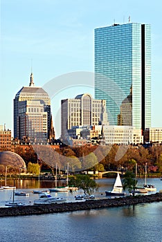 Office buildings and sailboats