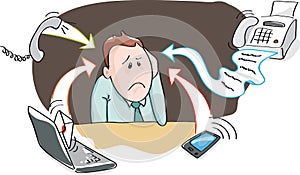 Office burnout - information overload by electronic devices photo