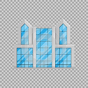 Office business building isolated Flat in style on transparent background vector illustration.