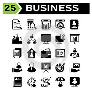 Office business icon set include document, search, verified, research, business, accounting, calculator, calculation, finance,