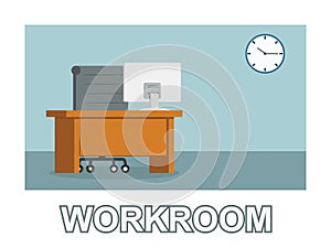 Office business work room with computer
