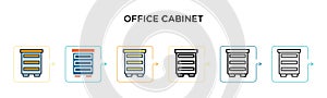 Office cabinet vector icon in 6 different modern styles. Black, two colored office cabinet icons designed in filled, outline, line