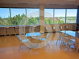 Office cafeteria with tables