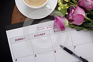 Office calendar planner on the coffee table