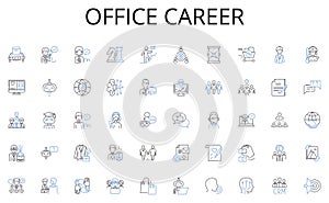 Office career line icons collection. Length, Span, Period, Term, Timeframe, Continuance, Tenure vector and linear