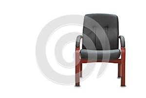 Office chair from black leather. Isolated over white