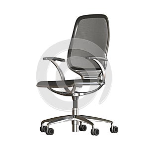 The office chair is black on a white background. Isolate