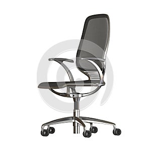 The office chair is black on a white background. Isolate