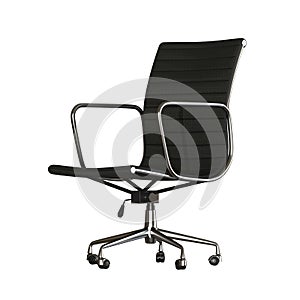 The office chair is black on a white background. Isolate