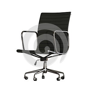 The office chair is black on a white background. Isolate