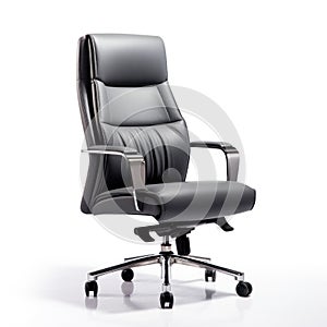 Office chair with chrome castors and leather upholstered, AI