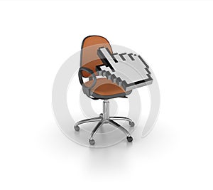 Office Chair with Computer Hand Cursor