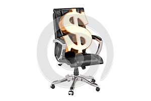 Office chair with dollar symbol, business concept. 3D rendering