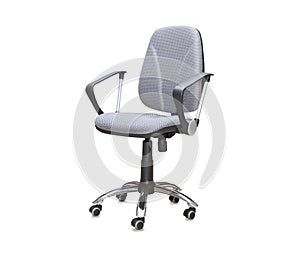 Office chair from gray cloth isolated over white