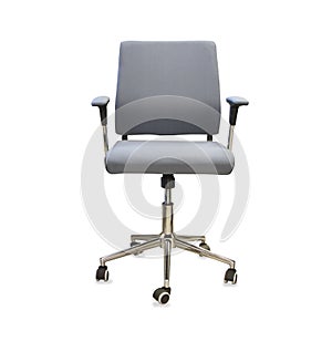 Office chair from gray cloth over white